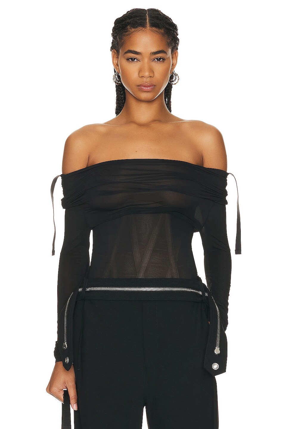 

Топ Dion Lee Hosiery Overlay Gathered, цвет Black & Sandstone