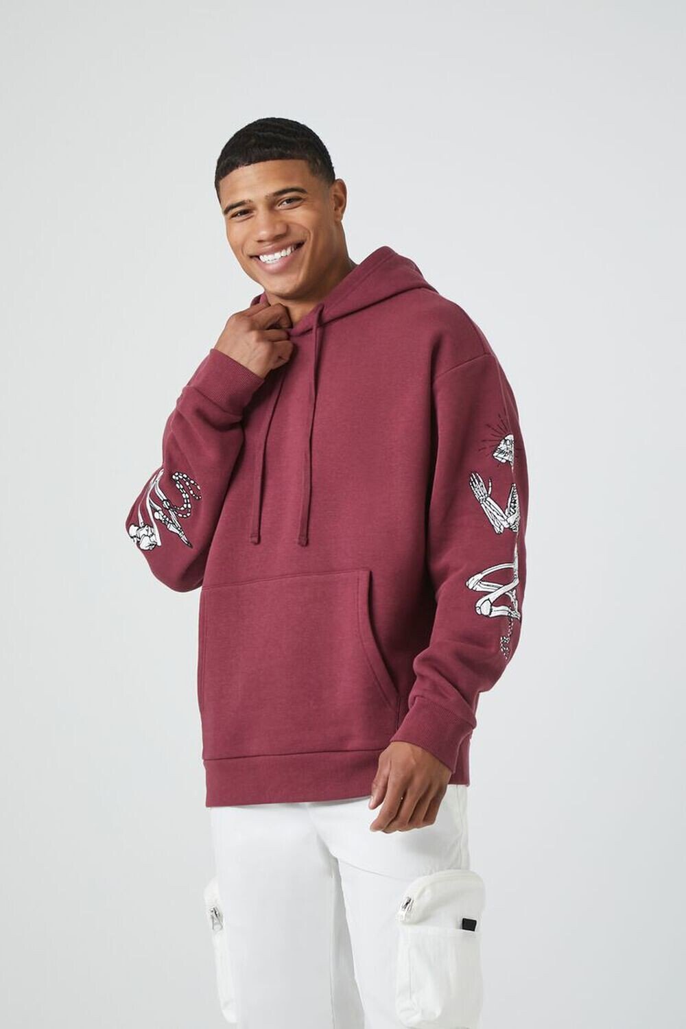 

Толстовка с рисунком скелета Forever 21, бордовый, Красный
