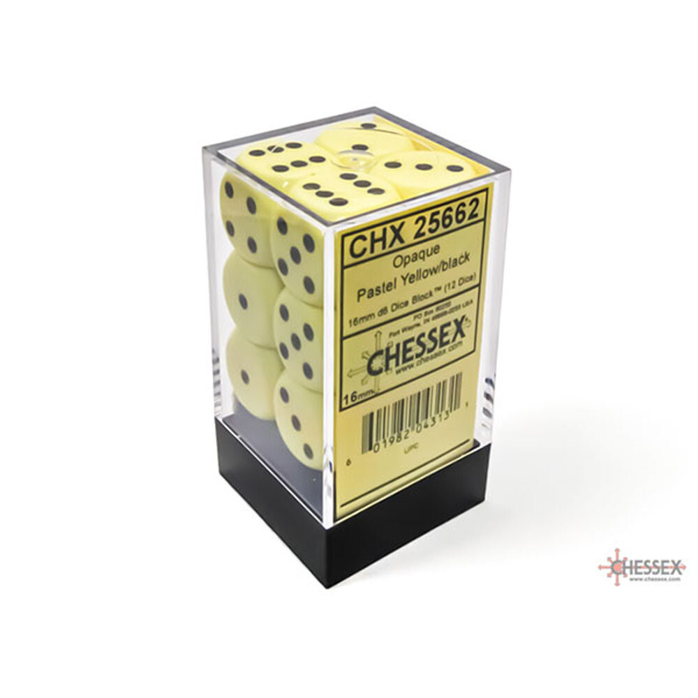 

Аксессуары Chessex Chessex 16mm d6 Dice Set: Opaque - Pastel Yellow/Black (12)