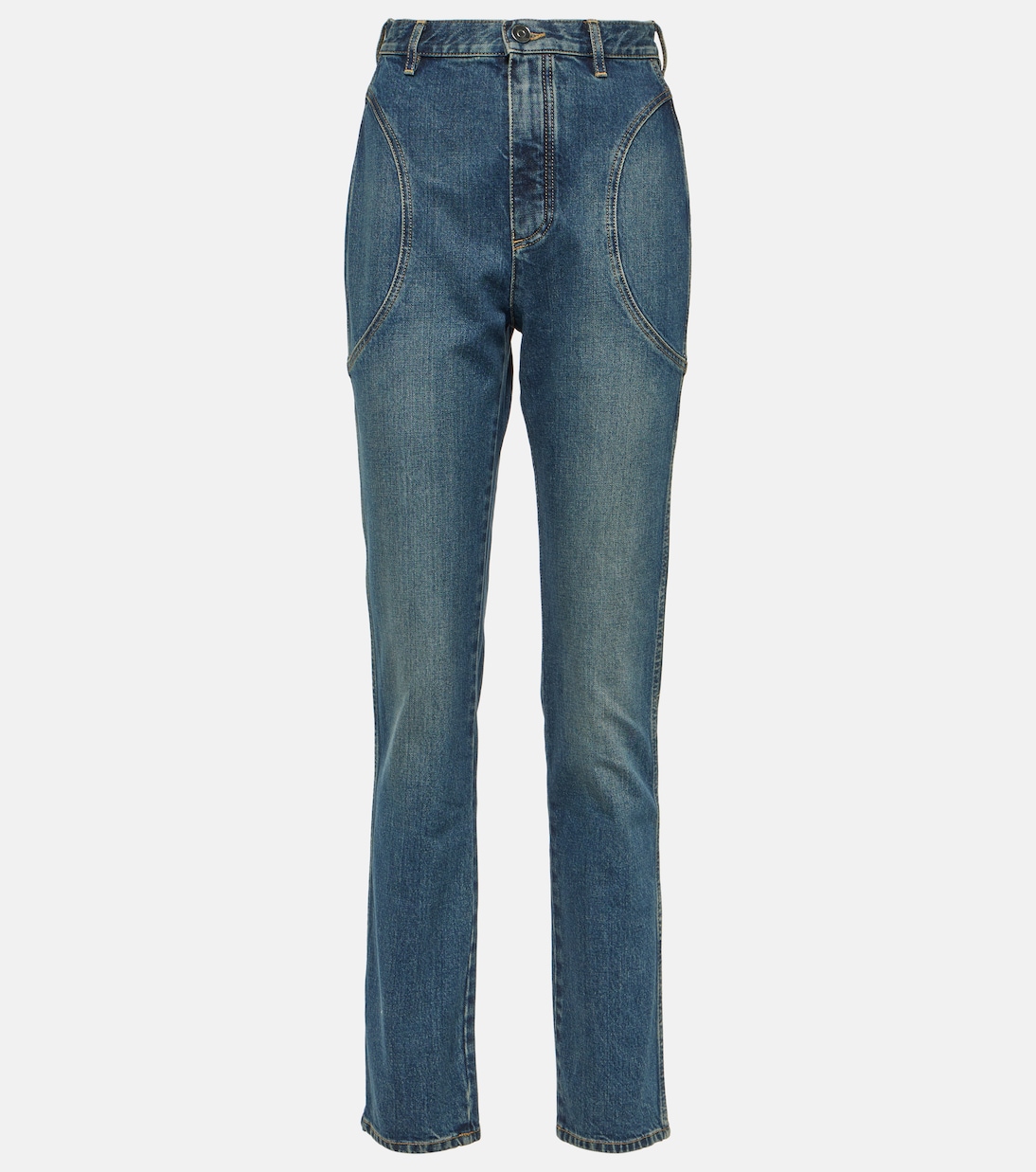 Узкие джинсы с высокой посадкой Alaïa, синий