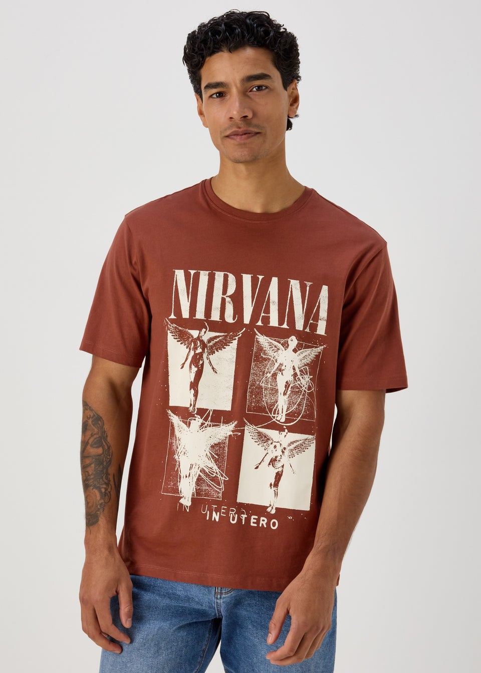 Темно-бордовая футболка с принтом Nirvana