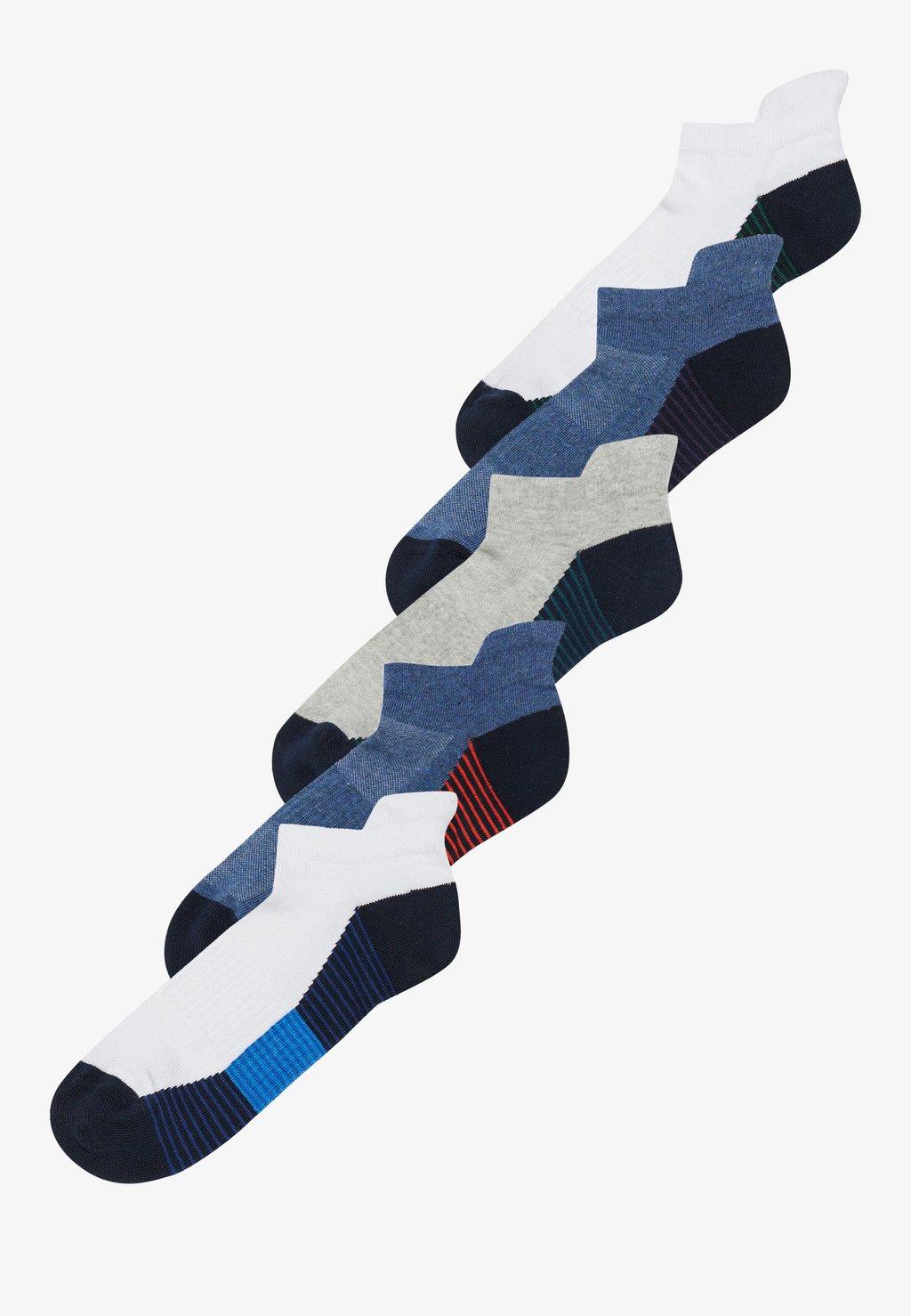 цена Спортивные носки 5 Пакет Pier One Sport, цвет white/dark blue/mottled blue