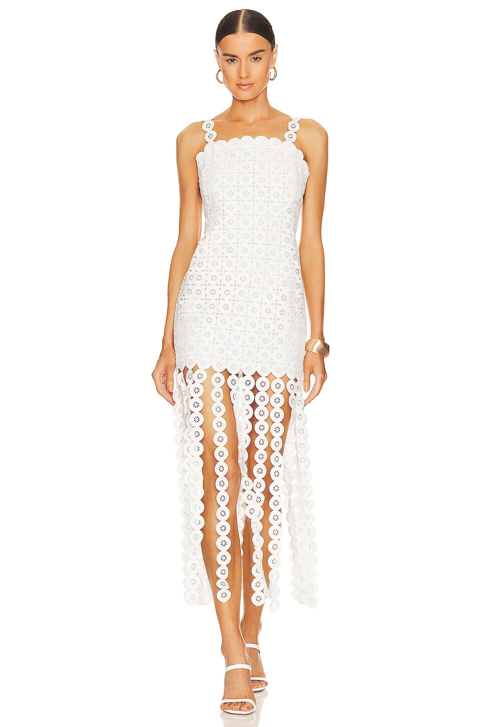 

Платье миди SIMKHAI Jaycee Lace Fringe, белый