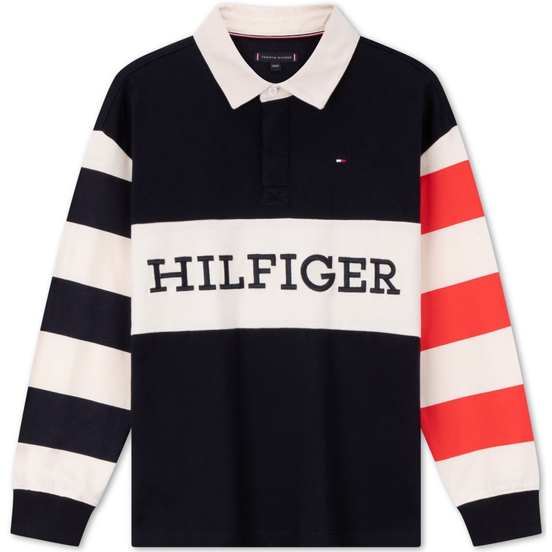 

Детская рубашка-поло Tommy Hilfiger, цвет Black, white, red, color-blocked 214