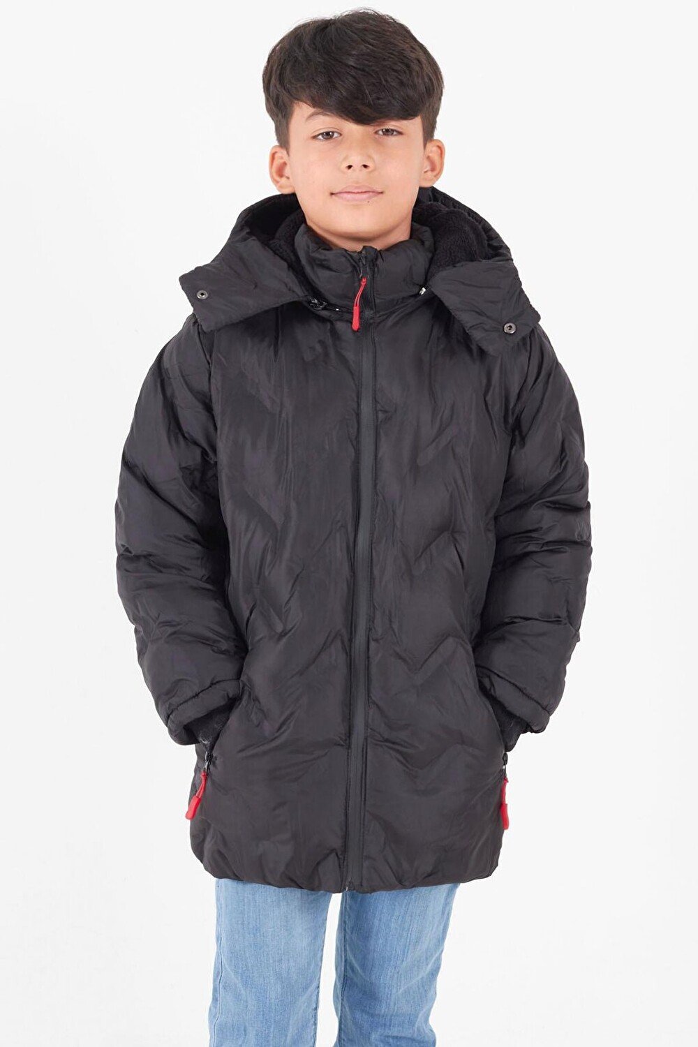 

Пальто для мальчика Cross Printed Hooded Puffer Coat 14539 Bilen Kids, черный