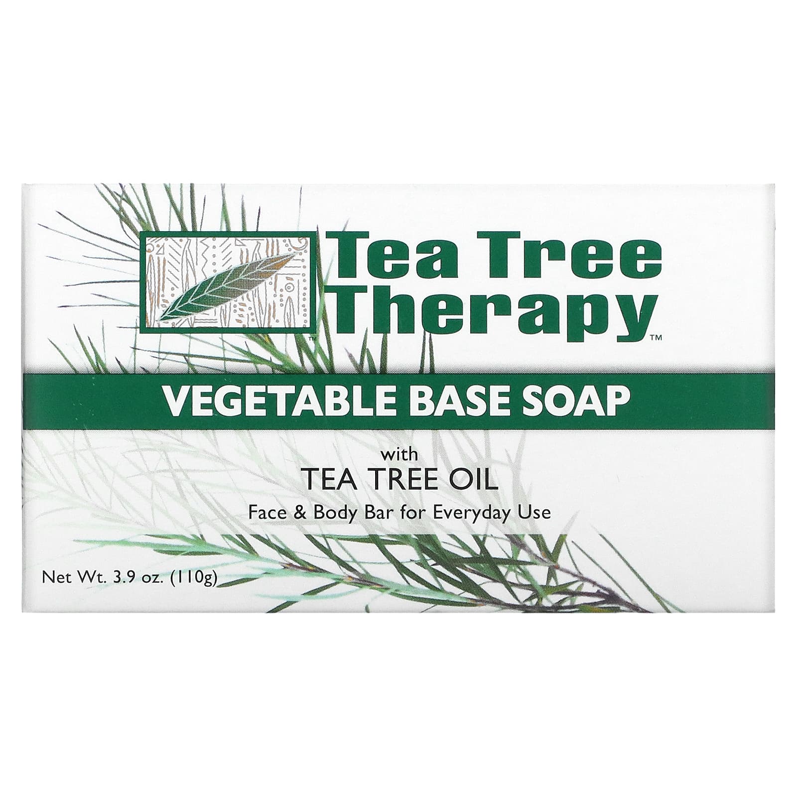 Tea Tree Therapy Мыло на растительной основе с маслом чайного дерева брусок 3.9 унций (110 г) tea tree therapy зубочистки с корицей около 100 шт