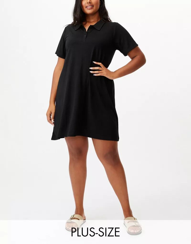 Черное платье-рубашка из хлопка On Curve Cotton:On