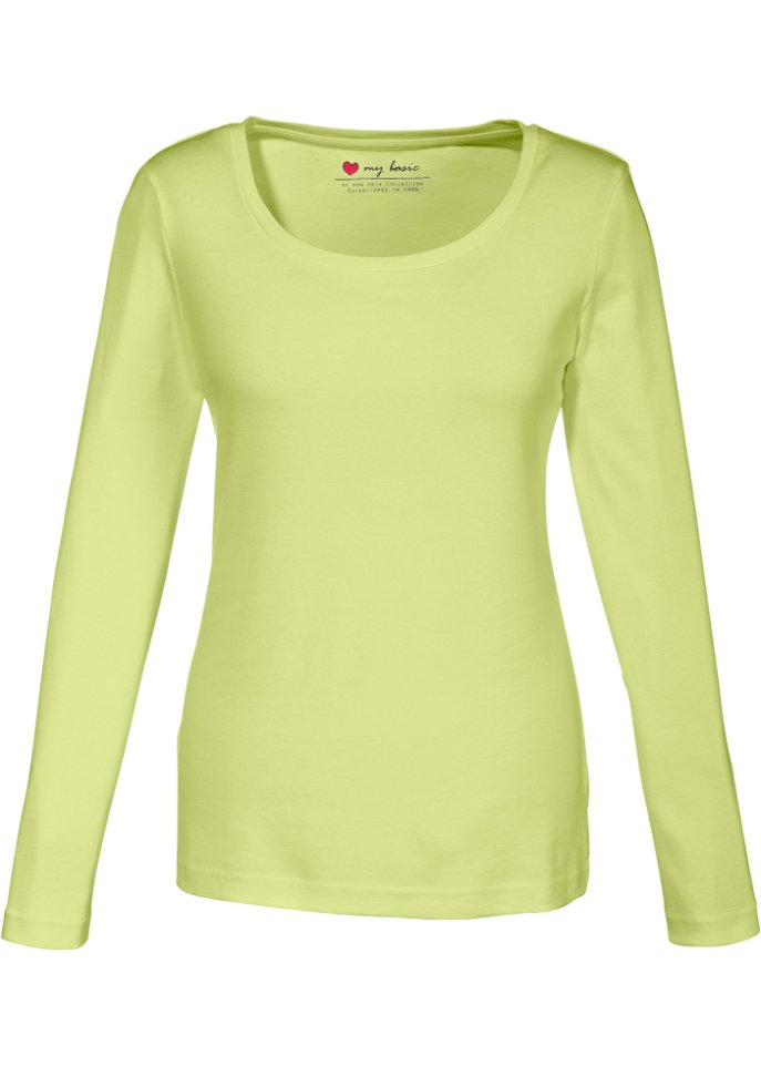 цена Хлопковая рубашка с длинными рукавами и круглым вырезом Bpc Bonprix Collection, зеленый