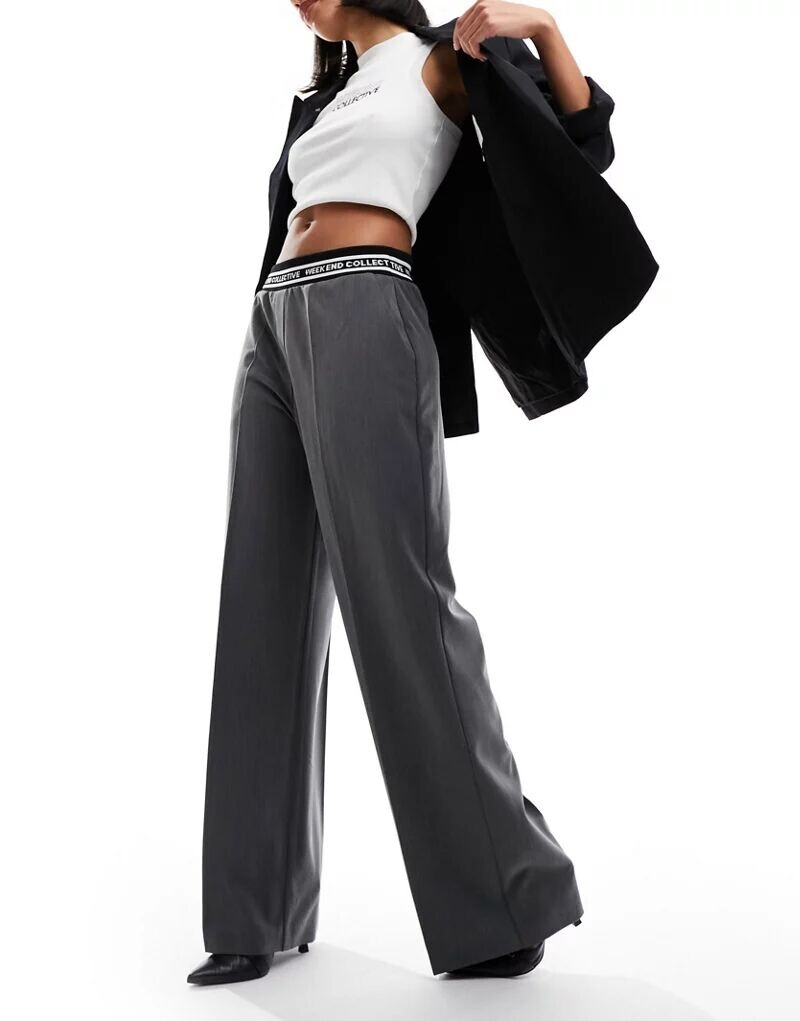 

Узкие брюки ASOS Weekend Collective с эластичным поясом с логотипом