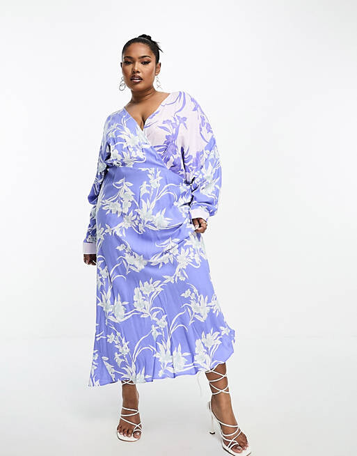 

Платье миди из вискозы с запахом и запахом спереди ASOS DESIGN Curve