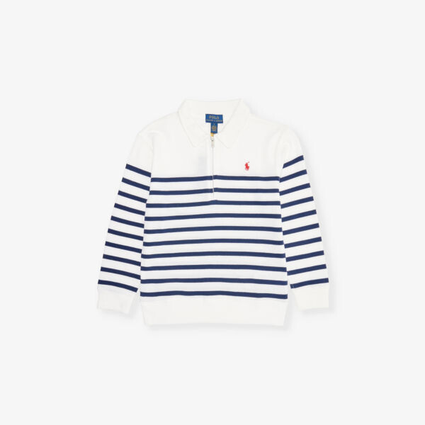 

Свитшот для мальчиков из хлопка с полосатым принтом и воротником-воронкой Polo Ralph Lauren, мультиколор