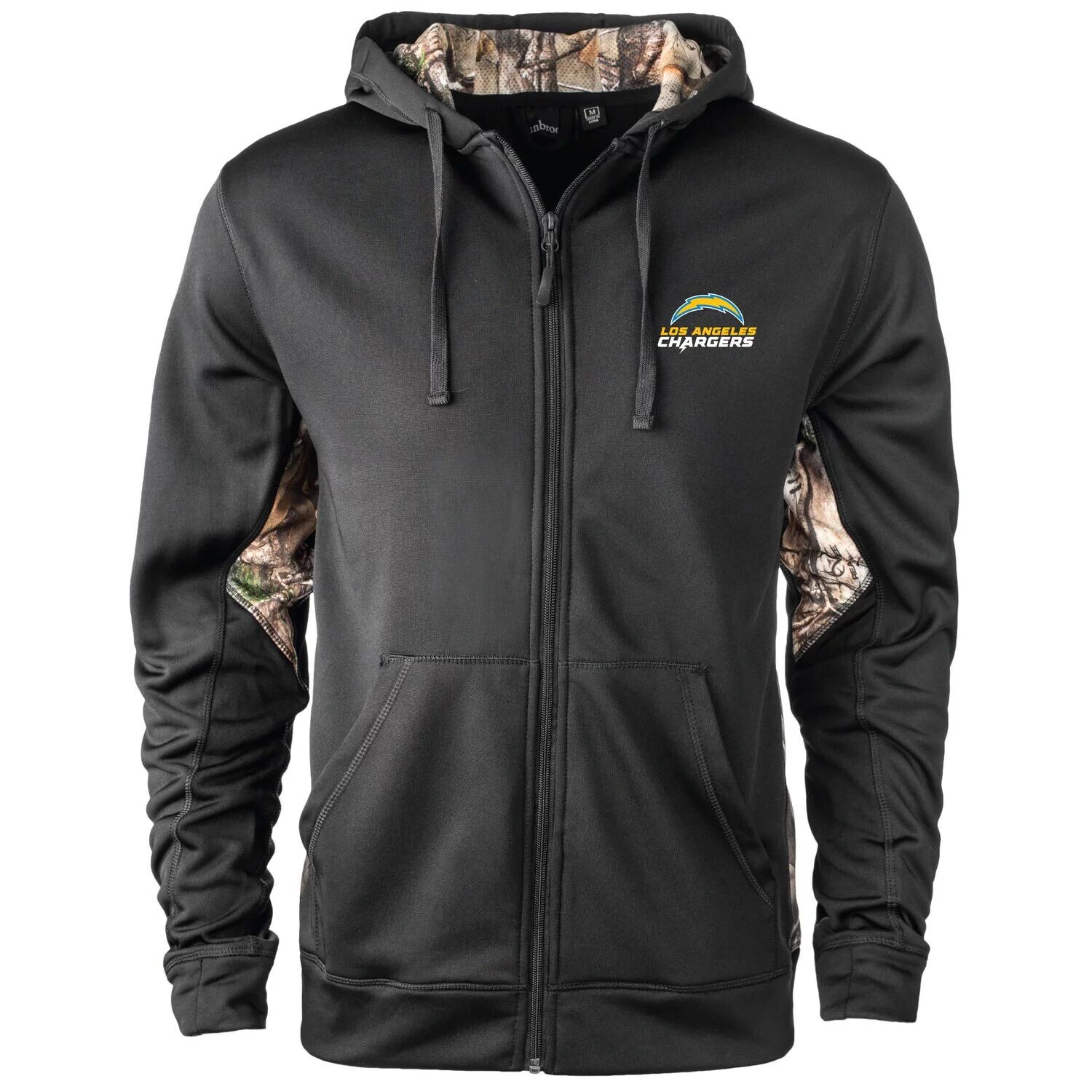

Мужская черная/Realtree Camo Los Angeles Chargers Decoy Tech флисовая куртка с молнией во всю длину, Черный
