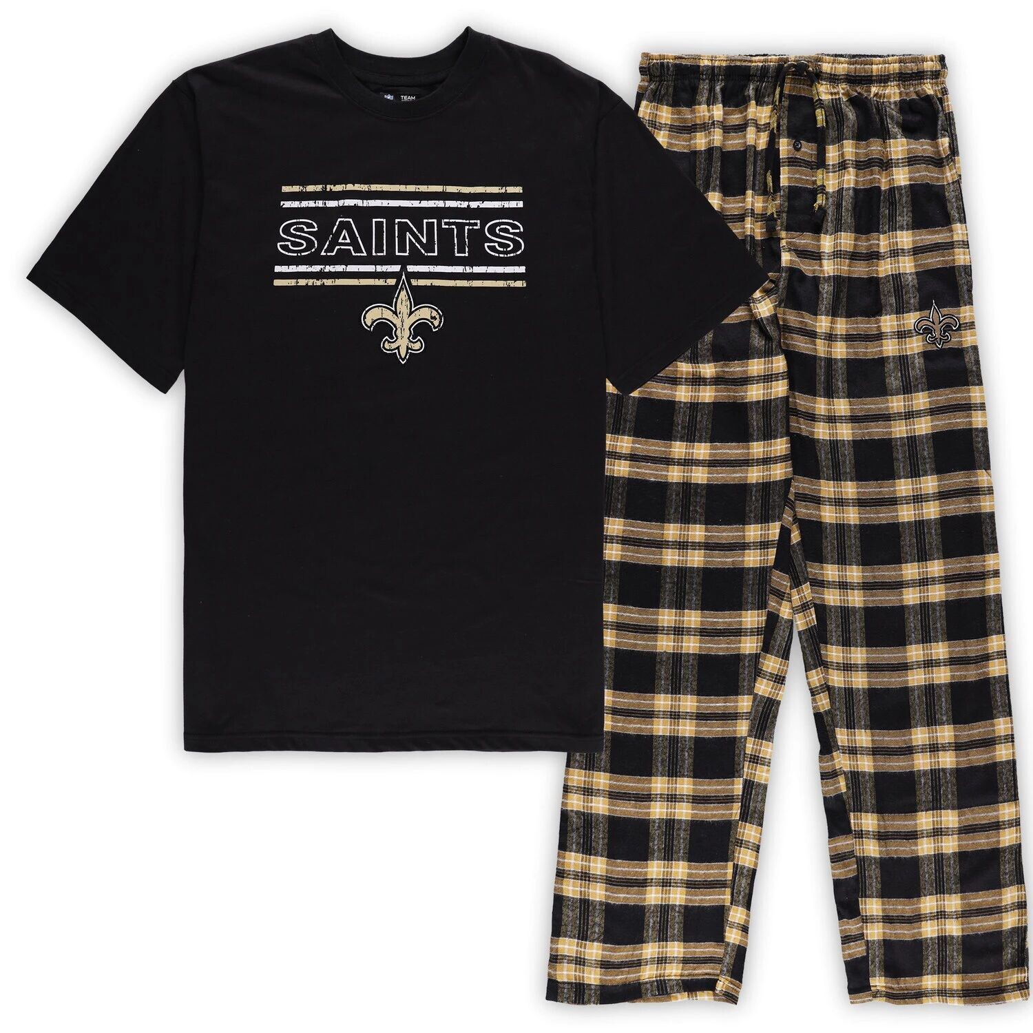 

Мужской фланелевой спальный комплект Concepts Sport черного/золотого цвета New Orleans Saints Big & Tall