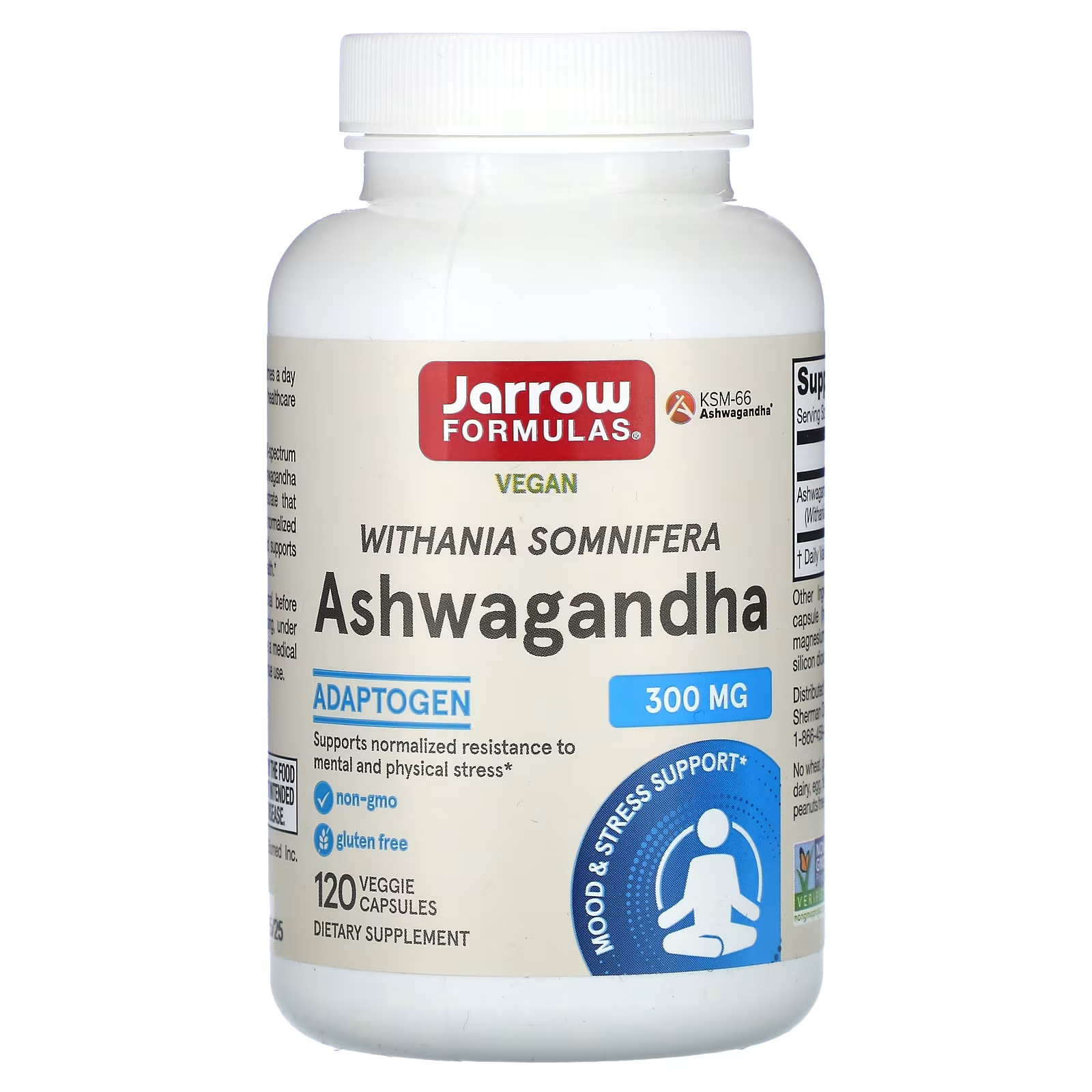 Jarrow Formulas Ашваганда 300 мг 120 растительных капсул jarrow formulas ашваганда 120 вегетарианских капсул