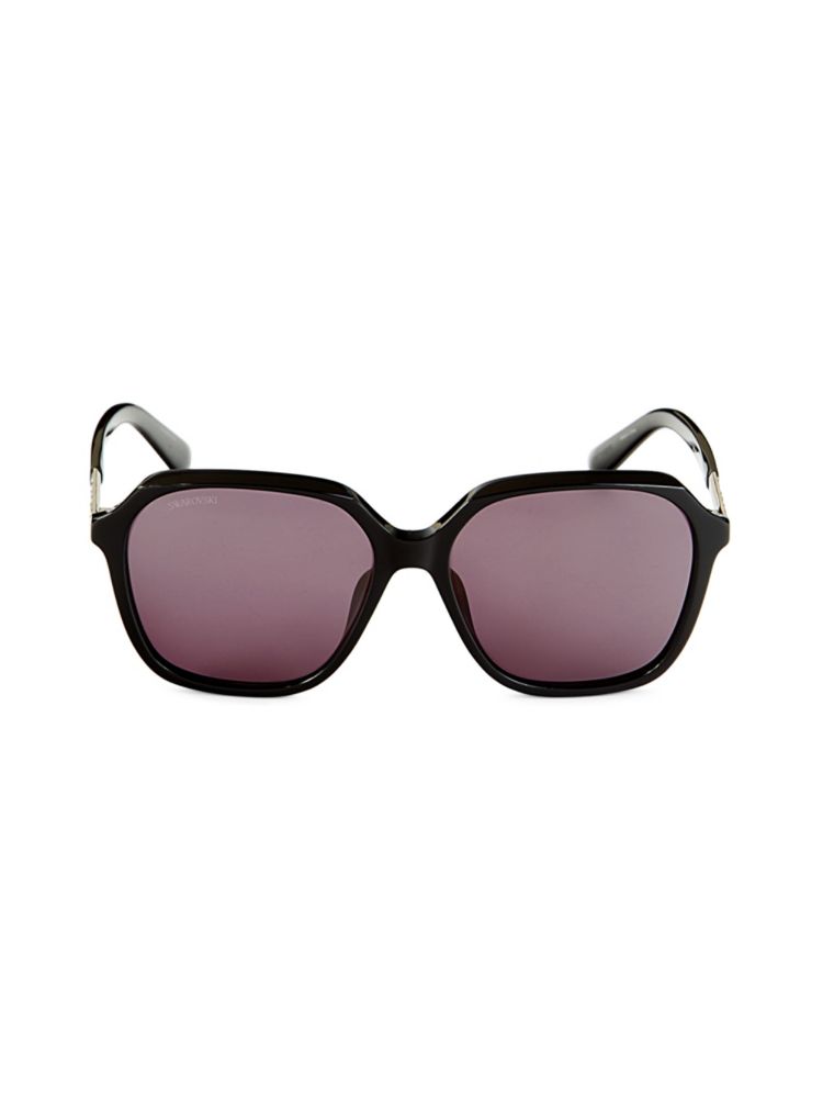 Квадратные солнцезащитные очки 56MM Swarovski, черный цена и фото