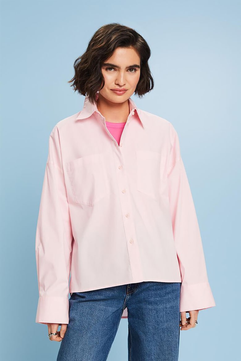 Рубашка свободного кроя из поплина Esprit, розовый