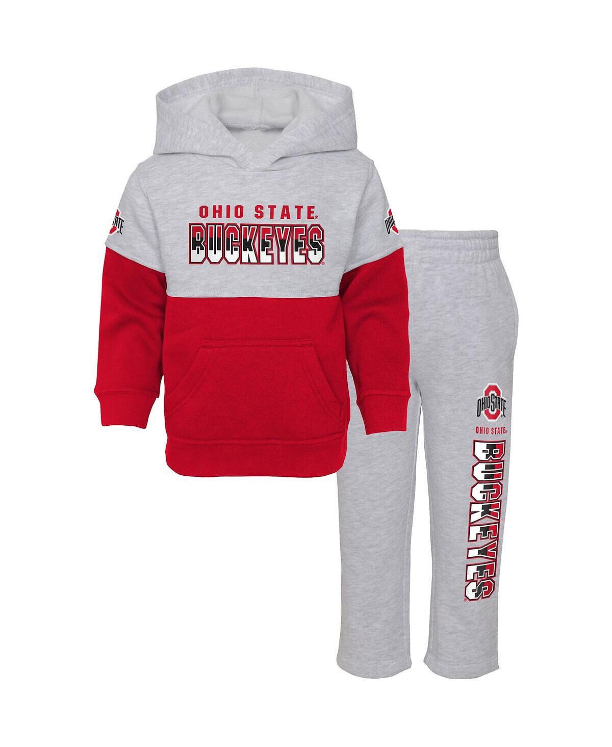 

Комплект из пуловера и брюк с капюшоном и брюками для малышей Heather Grey, Scarlet Ohio State Buckeyes Playmaker Outerstuff