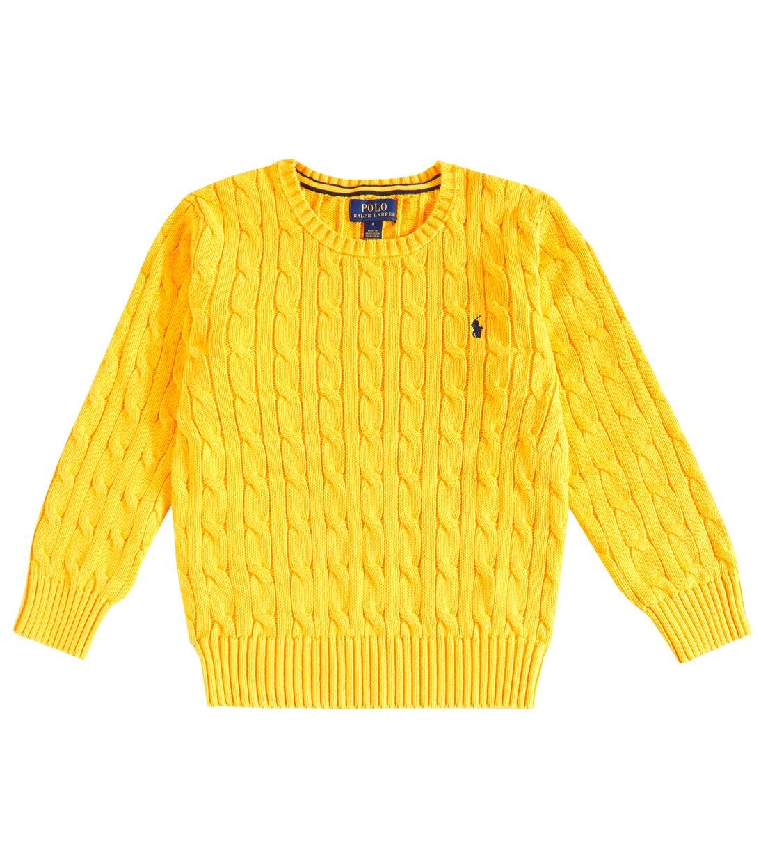 

Свитер из хлопка с косичной вязкой Polo Ralph Lauren Kids, цвет gold bugle
