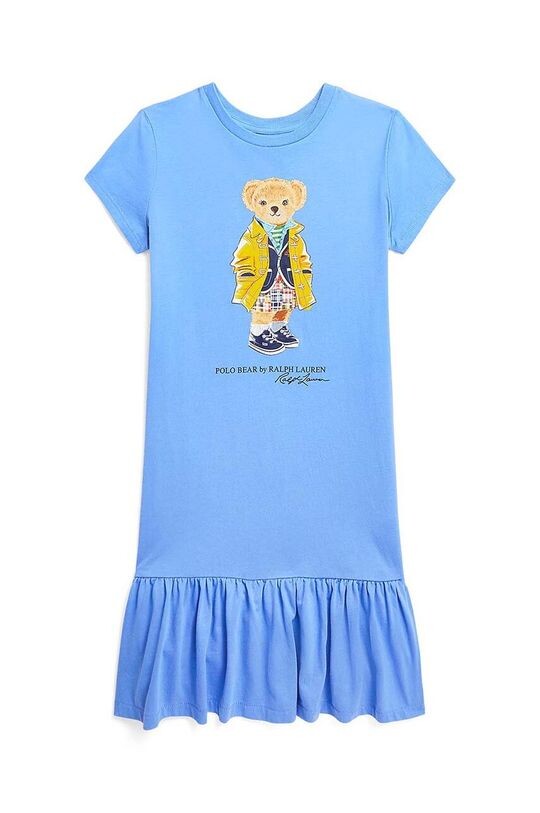 

Детское хлопковое детское платье Polo Ralph Lauren, синий