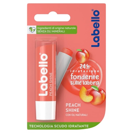 Labello Peach Shine Moisturizing Colored Lip Balm with Sweet Peach Flavor