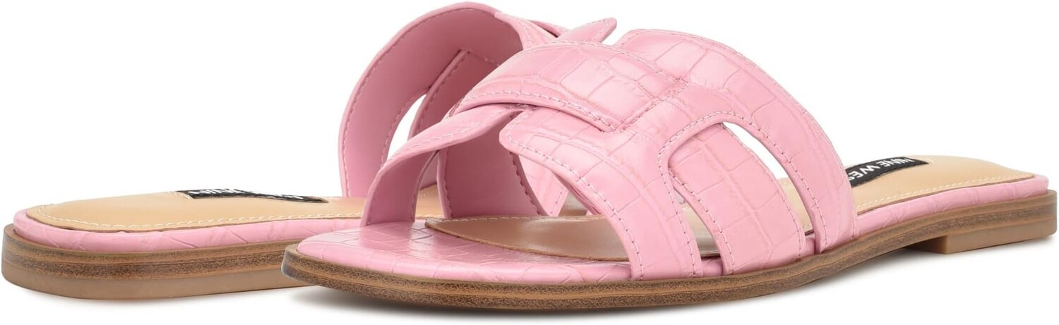 

Сандалии на плоской подошве Germani 3 Nine West, цвет Pink Crocodile