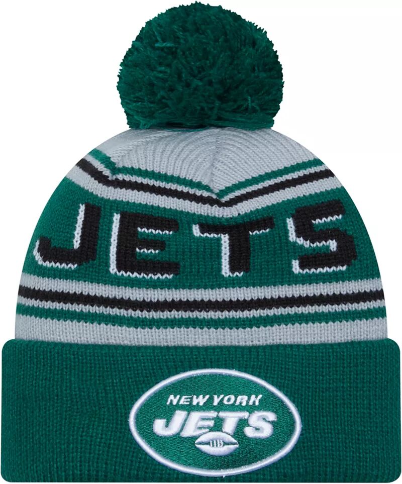 Зеленая мужская вязаная шапка New Era New York Jets