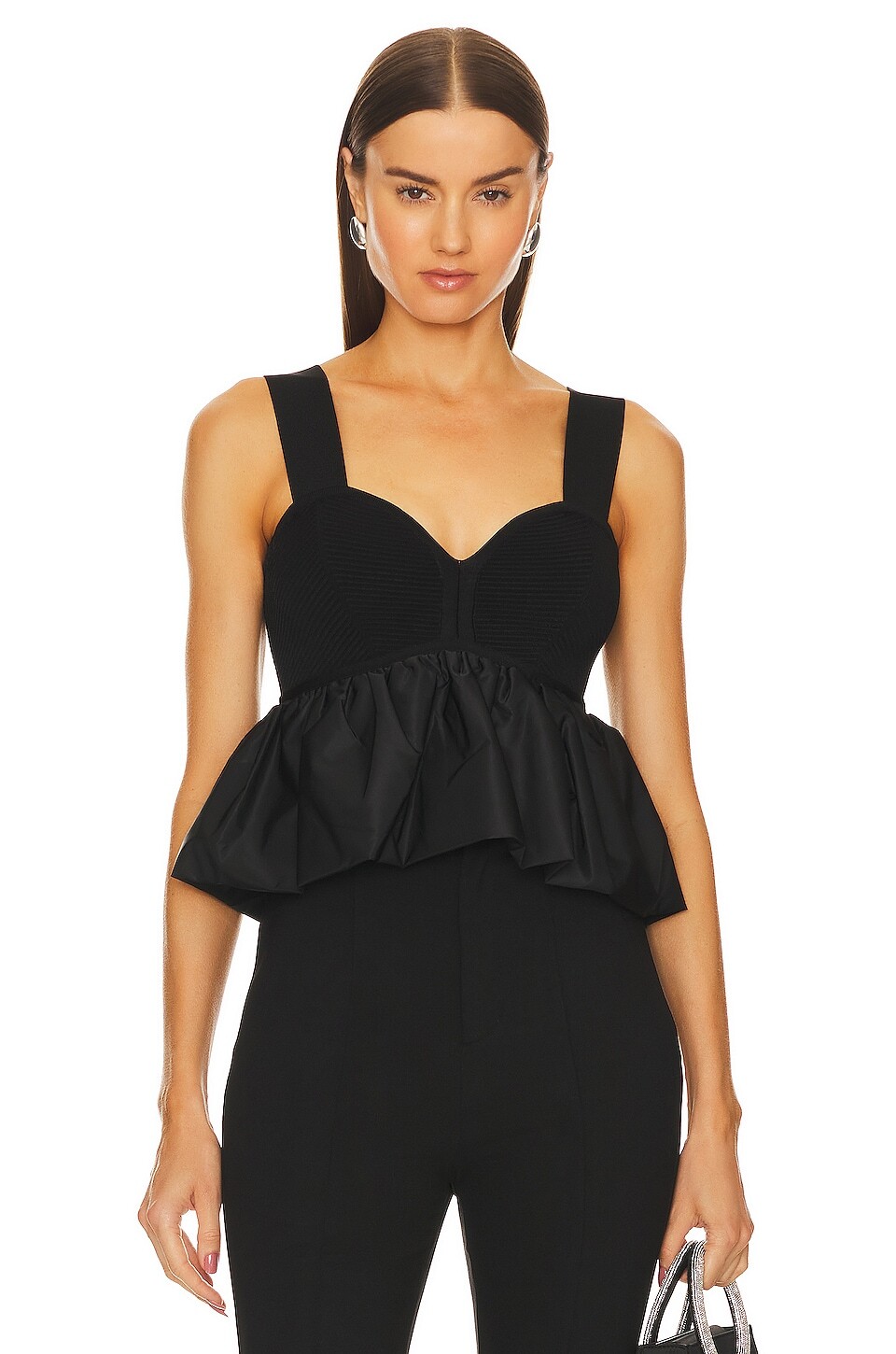 

Топ Herve Leger Ruched Nylon Peplum, черный
