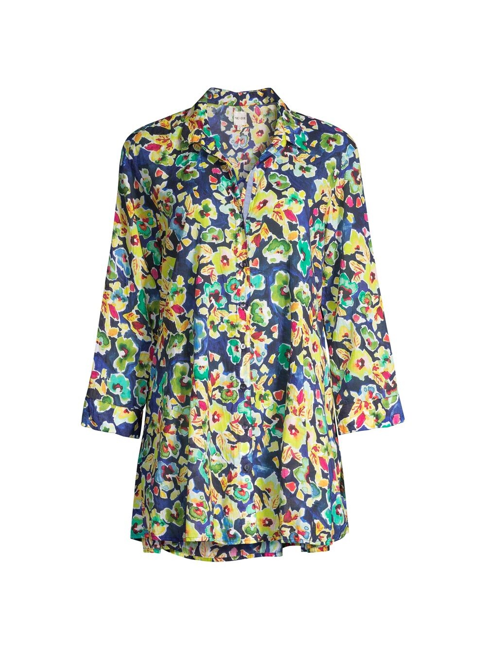 

Рубашка Bold Blossoms из мятой ткани NIC+ZOE, синий