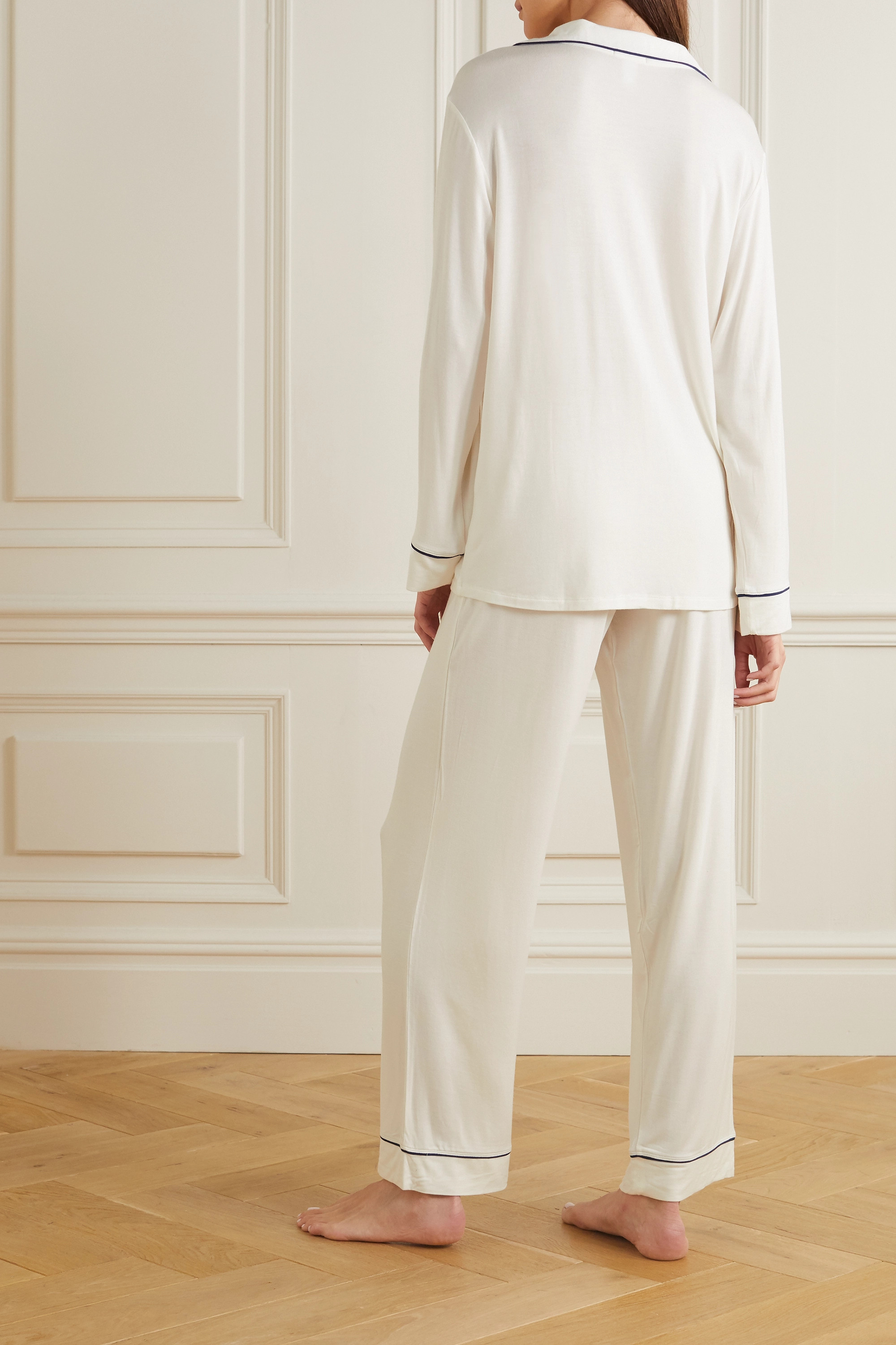 EBERJEY пижамный комплект Gisele из эластичного модала с окантовкой, слоновая кость eberjey пижамный комплект gisele из эластичного модала черный
