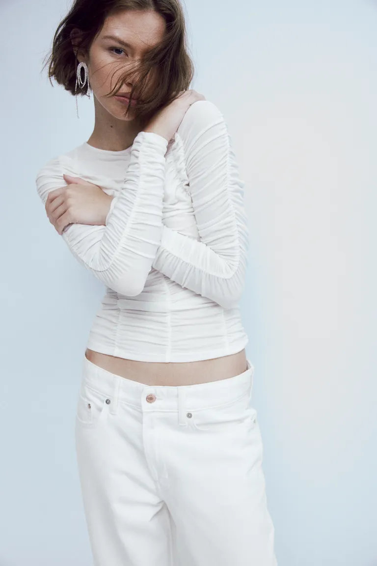 Блуза из сетчатой ткани с комплектами H&M, белый