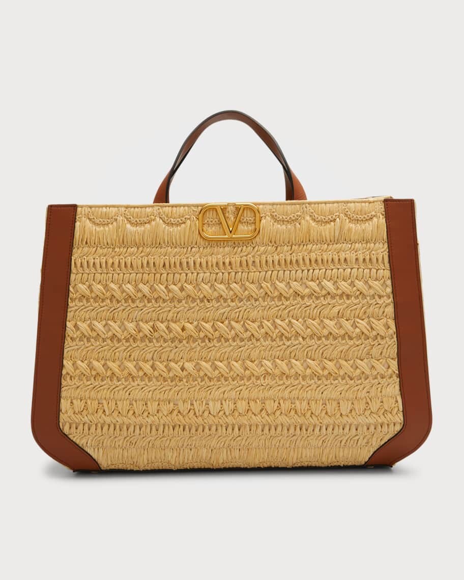 

Большая сумка VLOGO Signature из рафии и телячьей кожи Valentino Garavani