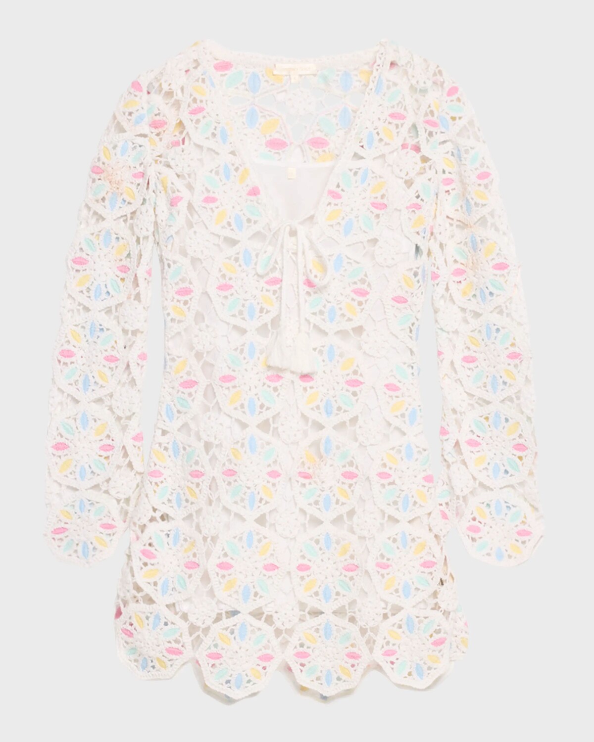 

Открытое мини-платье Poemes крючком Loveshackfancy, цвет Garden Petals Multi