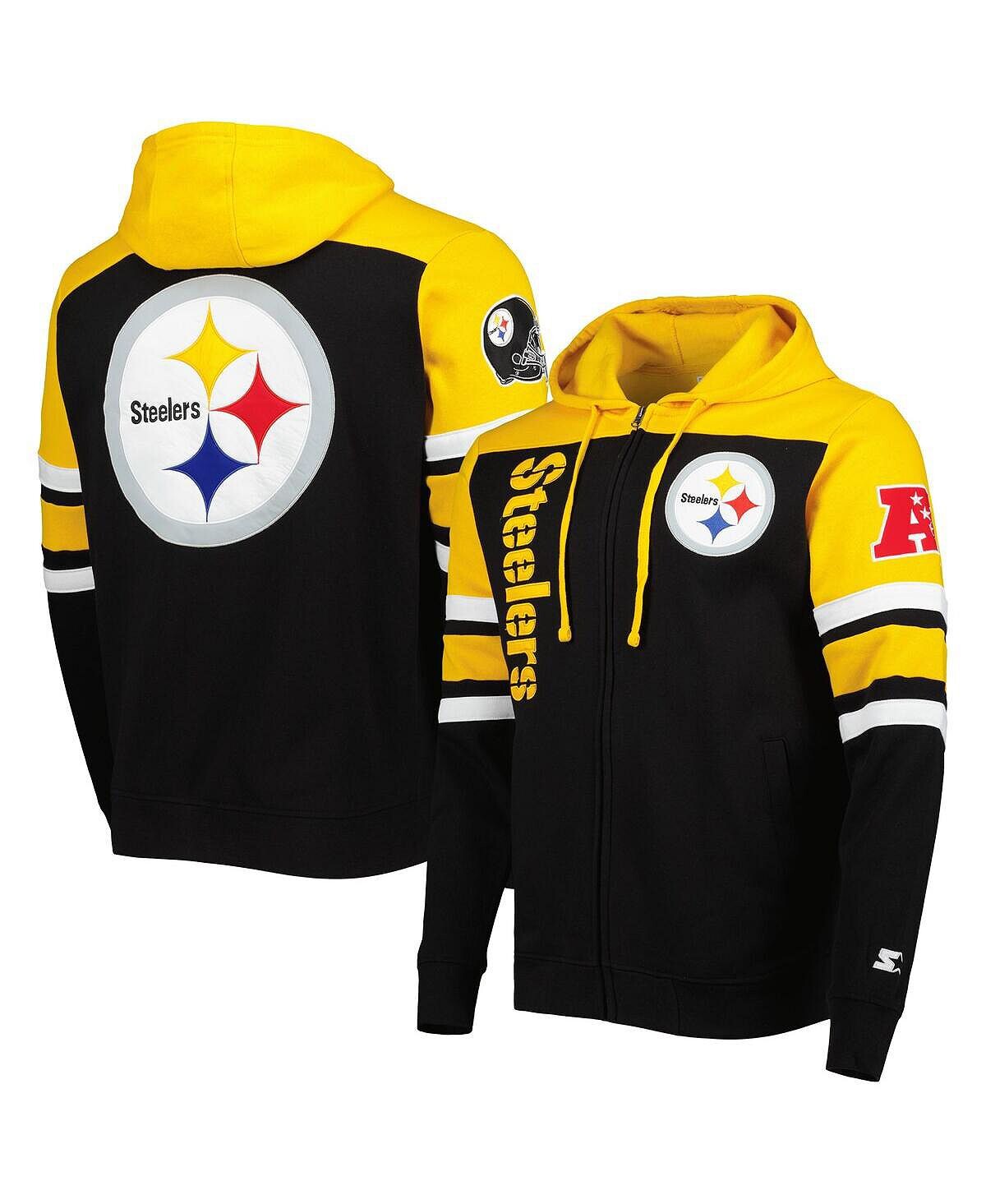 

Мужская черная куртка с капюшоном с молнией во всю длину Pittsburgh Steelers Extreme Starter
