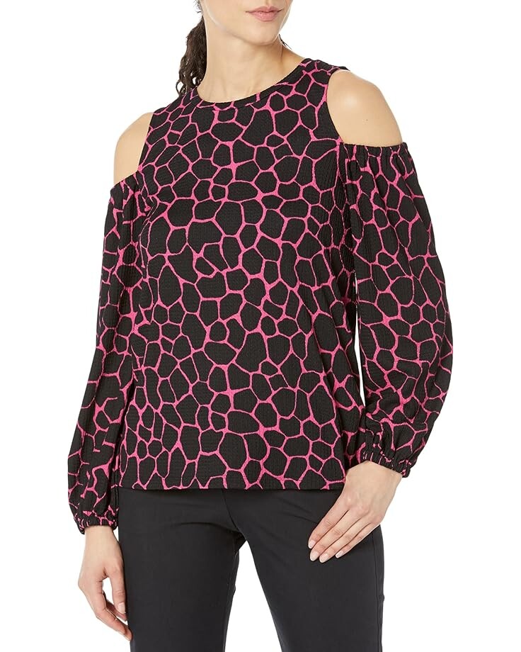 

Блуза MICHAEL Michael Kors Giraffe Cold-Shoulder, цвет Cerise