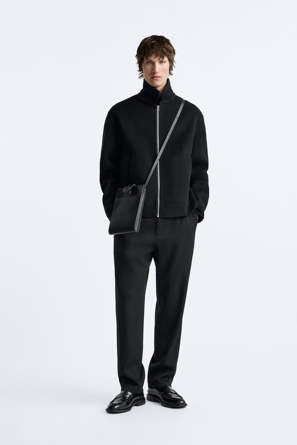 

Двусторонняя куртка из 100 шерсти ZARA, черный