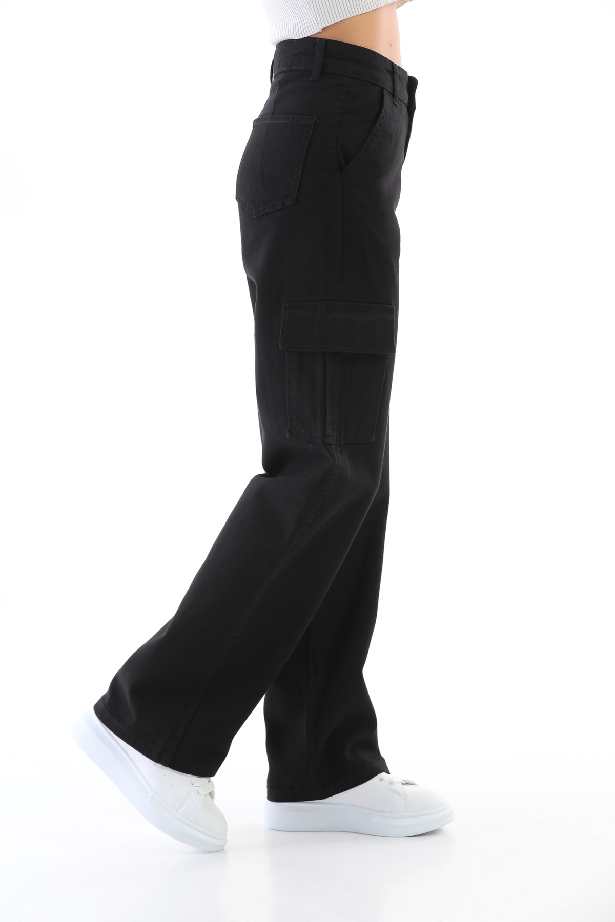 Женские черные широкие брюки-карго с высокой талией Bike Life, черный