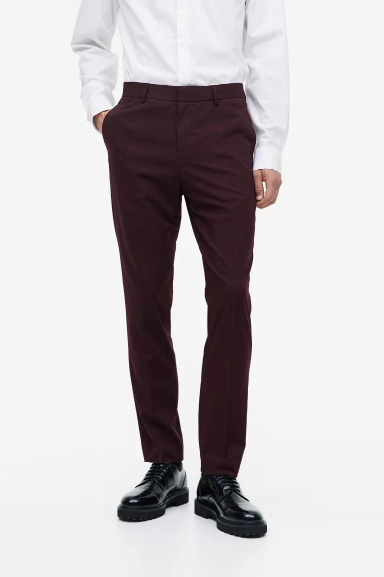 Деловые брюки slim fit H&M, бордовый