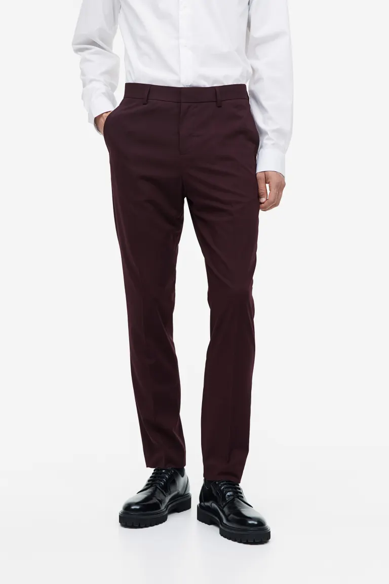 

Деловые брюки slim fit H&M, бордовый, Красный