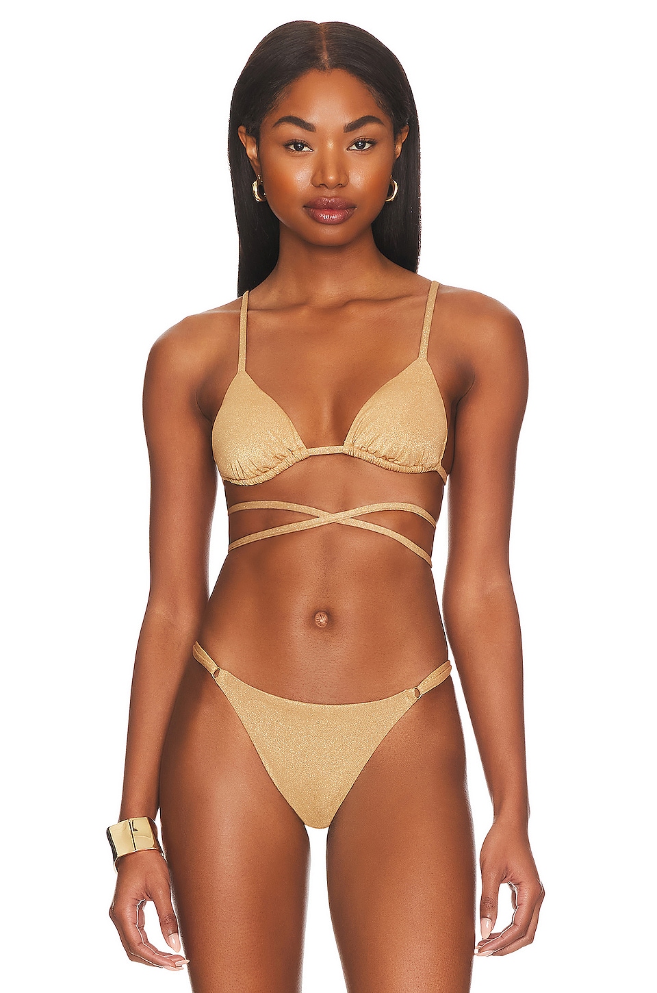 

Топ бикини vitamin A Sol Strappy Wrap, цвет Golden Glow Metallic