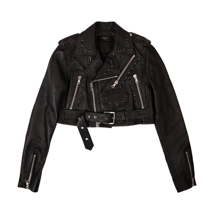 

Куртка Amiri Leather Studded Cropped 'Black', черный
