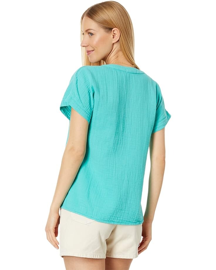 

Топ Mod-o-doc Double Layer Gauze Short Dolman Sleeve Top, цвет Aqua Reef