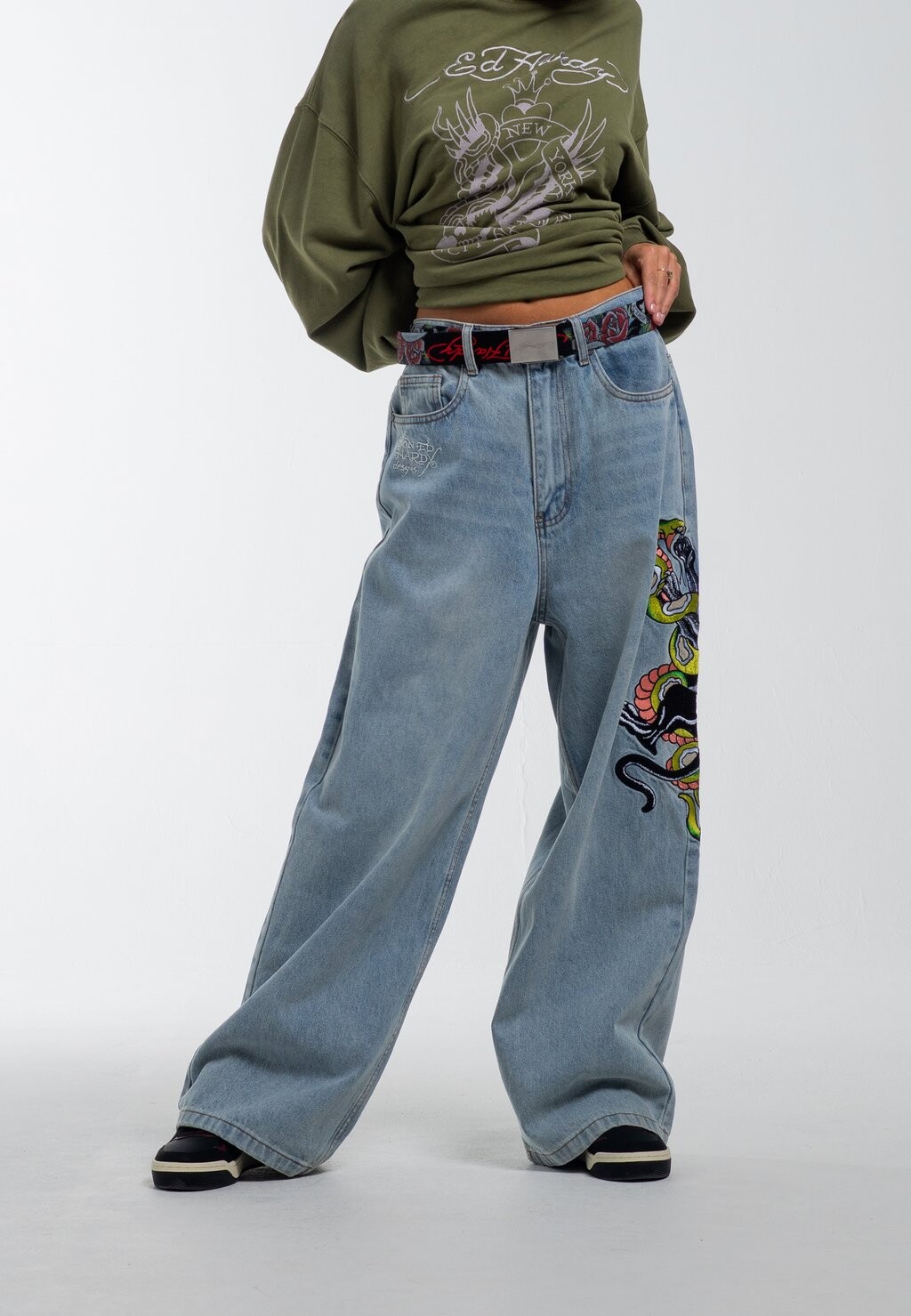 

Джинсы Bootcut Ed Hardy, отбеленный деним
