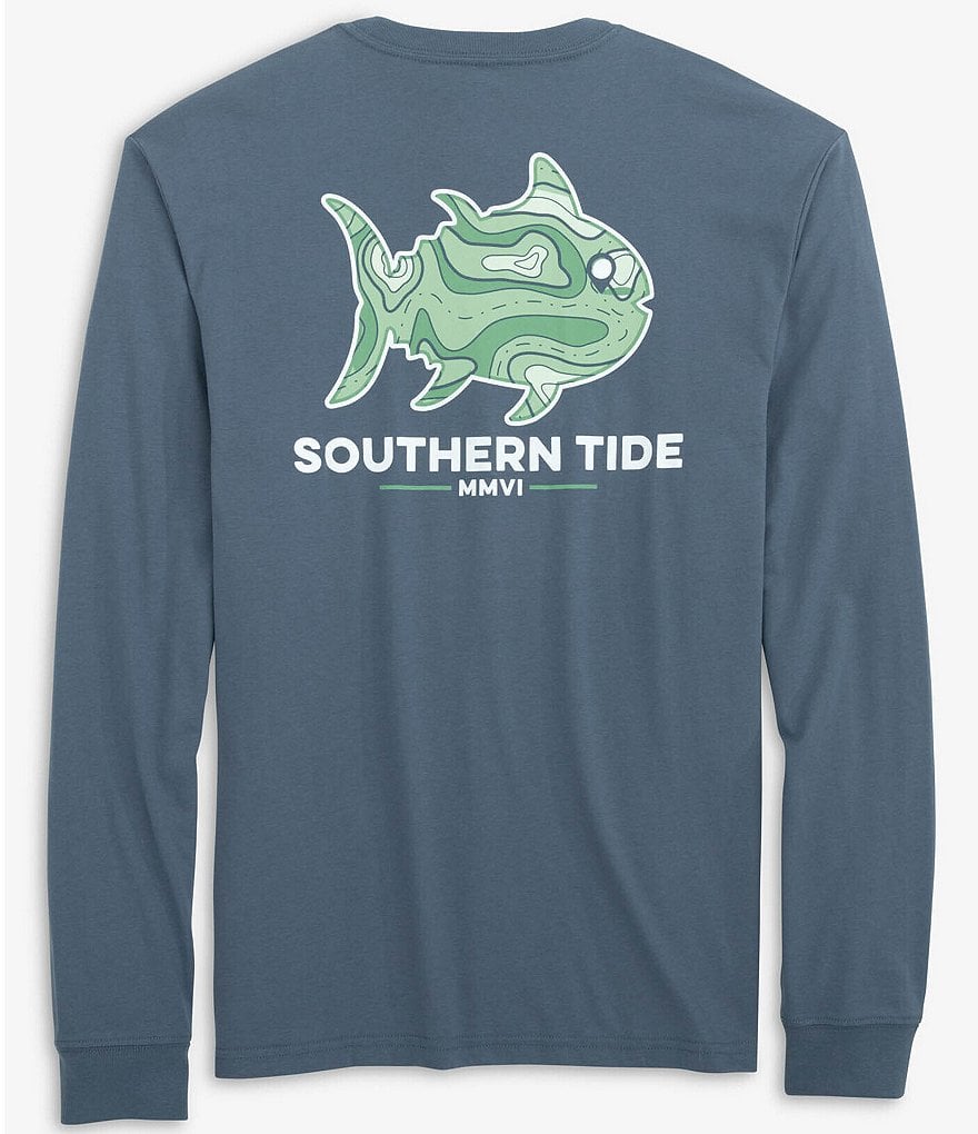 

Футболка с длинными рукавами и топографическим узором Southern Tide, синий