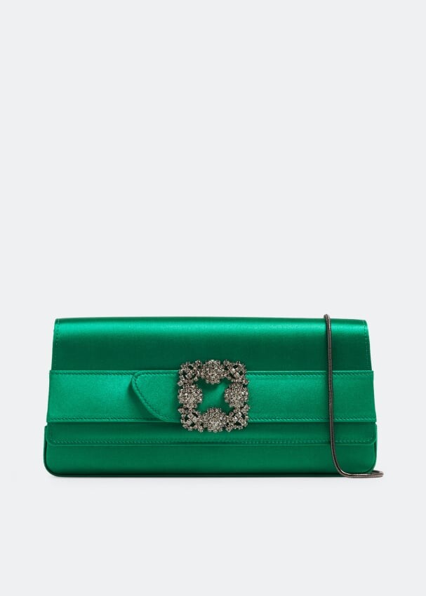 

Клатч Manolo Blahnik Gothisi Satin, зеленый