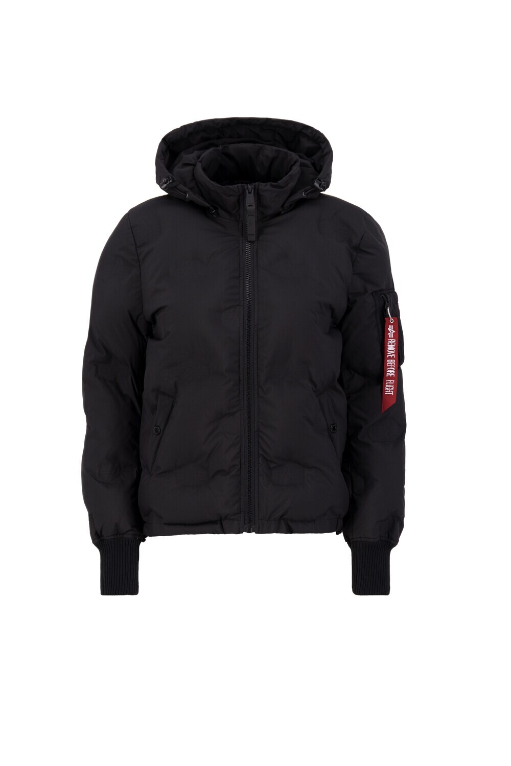 

Зимняя куртка ALPHA INDUSTRIES Flight Jacket Hooded Logo Puffer Wmn, черный