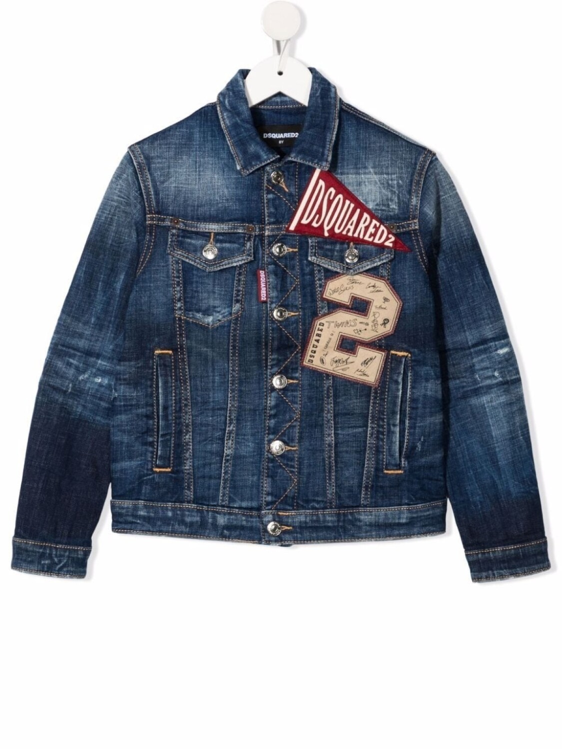 

DSQUARED2 KIDS джинсовая куртка с нашивкой-логотипом, синий