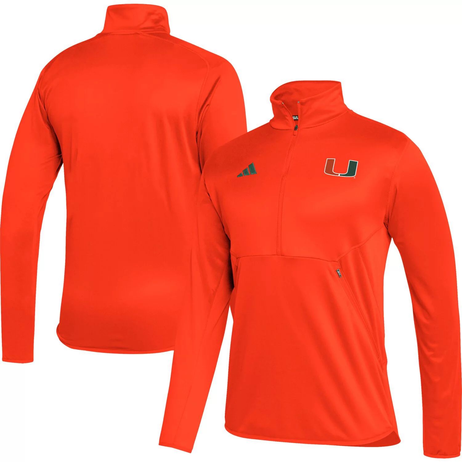 Мужская оранжевая футболка с молнией до половины длины Sideline Miami Hurricanes 2023 AEROREADY adidas