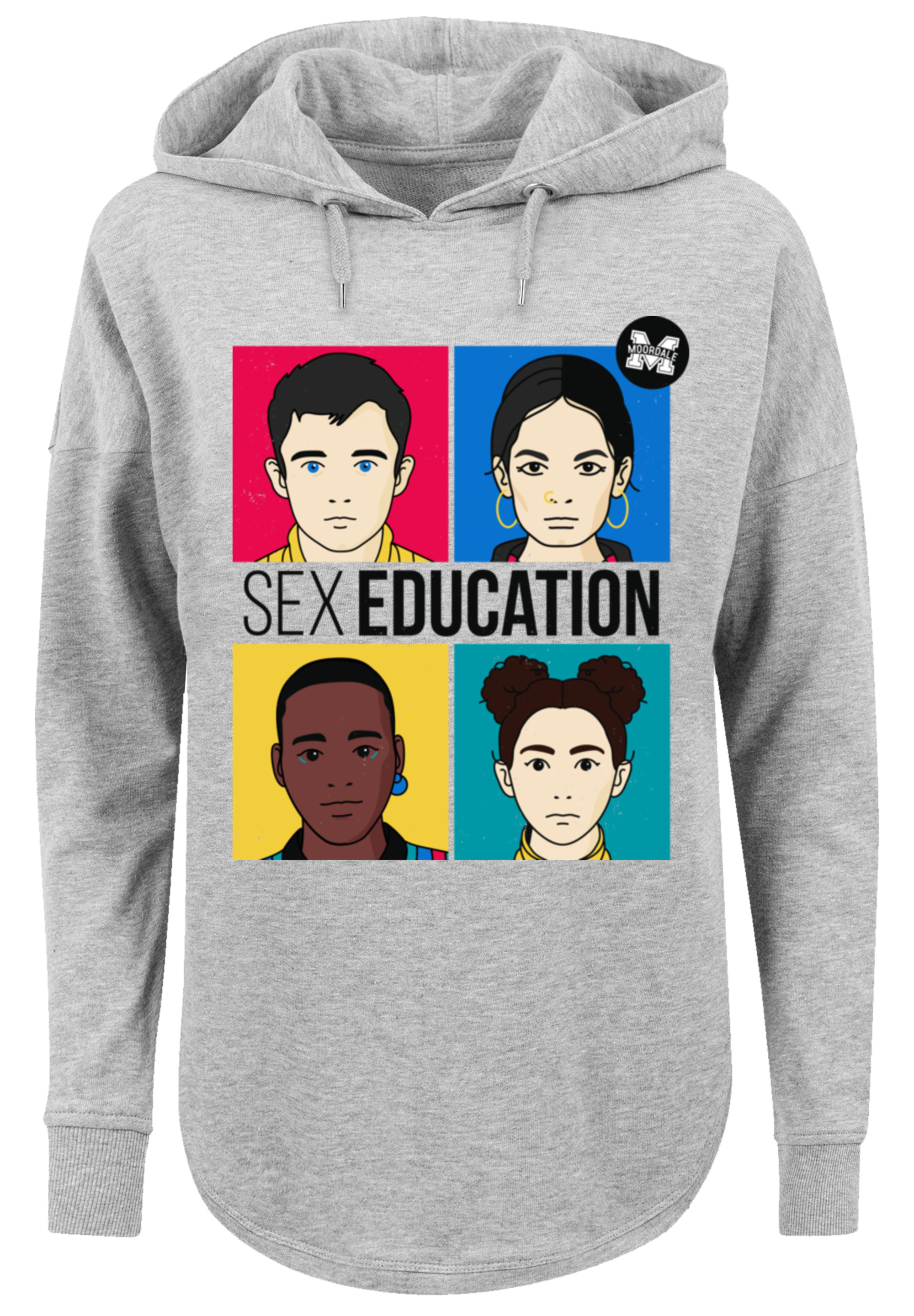 Свитер F4NT4STIC Oversized Hoodie Sex Education Teen Illustrated Netflix TV Series, серый