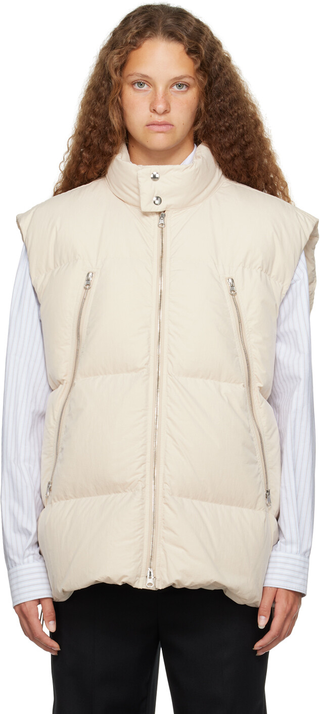 

Бежевый стеганый пуховик Экрю MM6 Maison Margiela