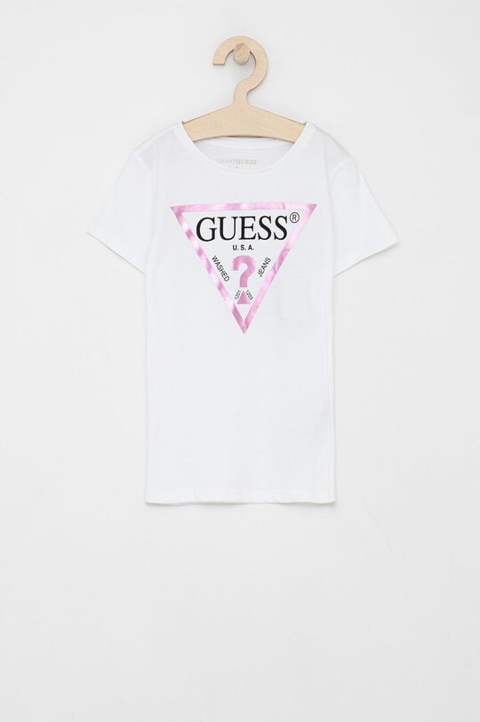

Детская хлопковая футболка Guess, белый